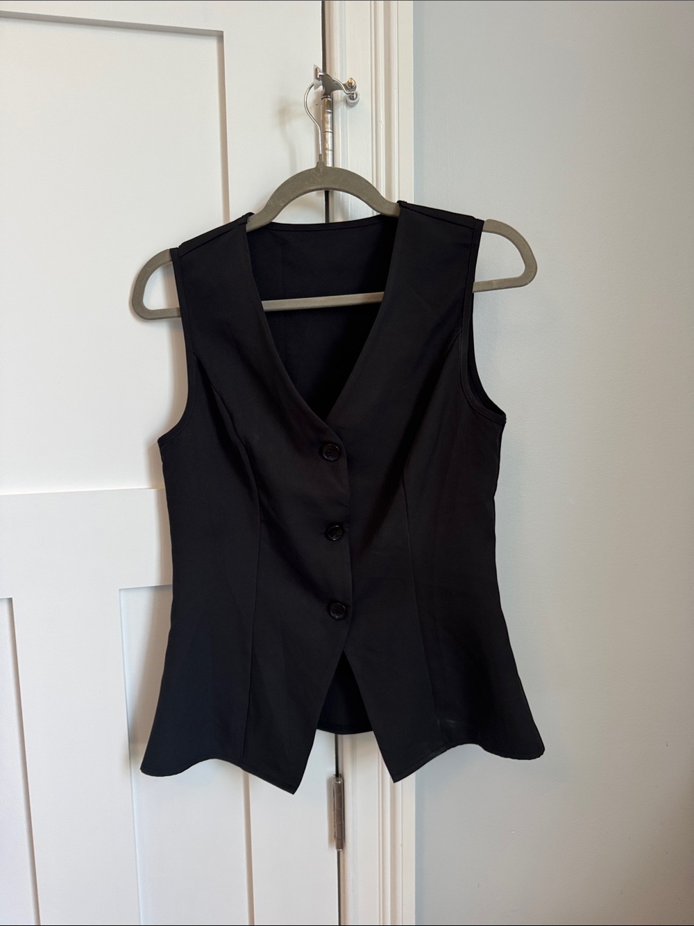 Classic Black Sleeveless Button Front Blouse Top